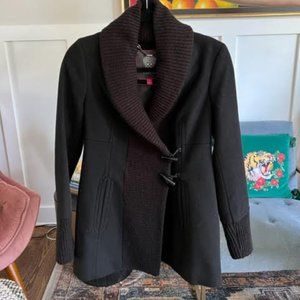 Vince Camuto Coat Wit hKnit Sleeve Detail